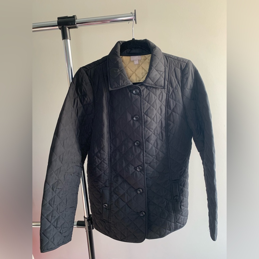 J. Jill Black Quilted Puffer Jacket